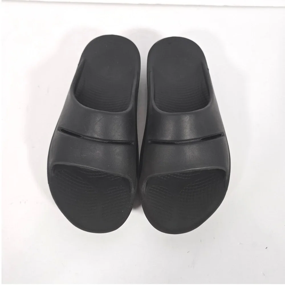 OOFOS OOahh Recovery Slides M7/W9 Black Comfort Sandals Supportive Slip On